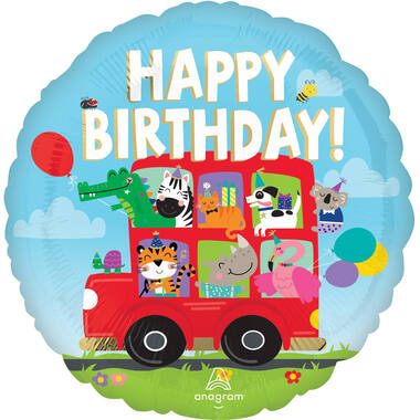 Foil balloon - "HAPPY BIRTHDAY" - Party bus - 45 cm